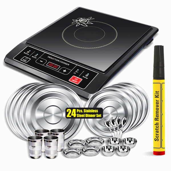 Buy Combo of Branded Energy Efficient Induction Cooktop + 24 Pcs